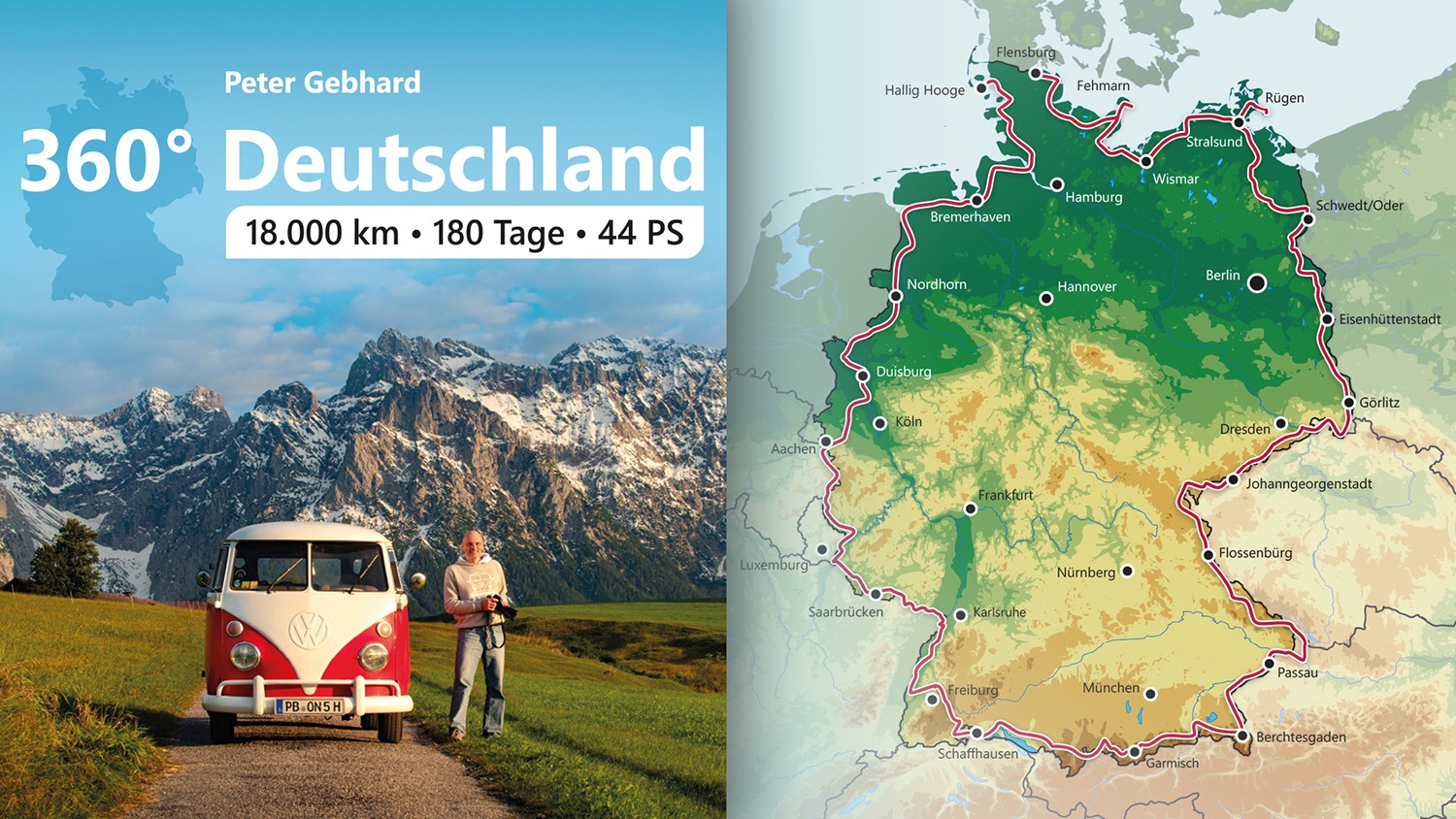 360° Deutschland – Reiseroute von Peter Gebhard mit seinem VW T1-Bulli